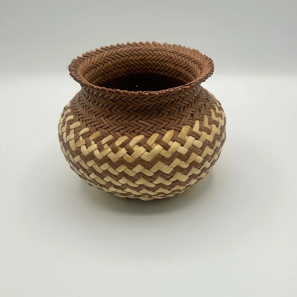 Vintage Tarahumara Raramuri Double Weave Basket Mexico Olla Southwestern